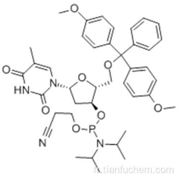 Thymidine, 5&#39;-O- [bis (4-méthoxyphényl) phénylméthyl], 3 &#39;- [2-cyanoéthylN, N-bis (1-méthyléthyl) phosphoramidite] CAS 98796-51-1